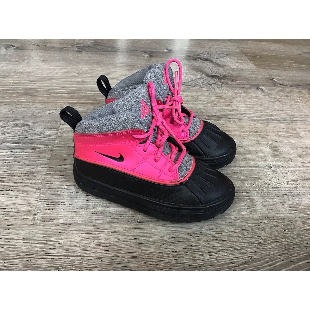NIKE ACG Woodside 2 High 524878-600 Infant Size 9C Toddler Boots Black/Pink/Gray